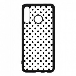 Coque noire pour Huawei P30 Lite motif géométrique pattern noir et blanc - ronds noirs