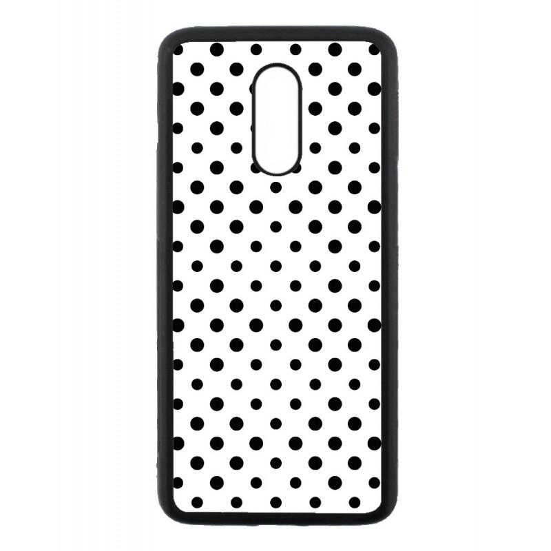 Coque noire pour OnePlus 7 motif géométrique pattern noir et blanc - ronds noirs