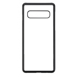 Coque pour Samsung S10 motif géométrique pattern noir et blanc - ronds noirs - contour noir (Samsung S10)
