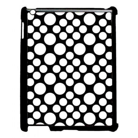 Coque noire pour IPAD 2 3 et 4 motif géométrique pattern noir et blanc - ronds blancs