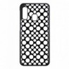 Coque noire pour Samsung Galaxy A20s motif géométrique pattern noir et blanc - ronds blancs