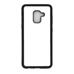 Coque pour Samsung A530/A8 2018 motif géométrique pattern noir et blanc - ronds blancs - contour noir (Samsung A530/A8 2018)