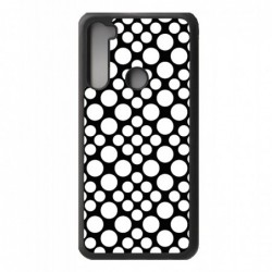 Coque noire pour Xiaomi Redmi Note 8 PRO motif géométrique pattern noir et blanc - ronds blancs