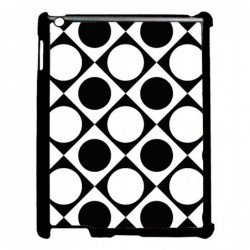 Coque noire pour IPAD 5 motif géométrique pattern noir et blanc - ronds et carrés
