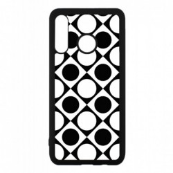 Coque noire pour Huawei P20 motif géométrique pattern noir et blanc - ronds et carrés