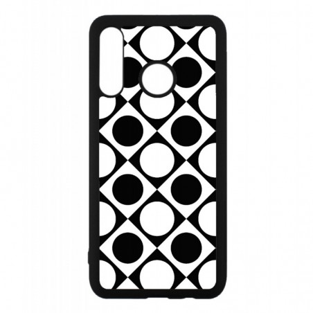 Coque noire pour Huawei P30 motif géométrique pattern noir et blanc - ronds et carrés