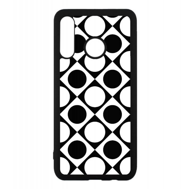 Coque noire pour Huawei P8 Lite motif géométrique pattern noir et blanc - ronds et carrés