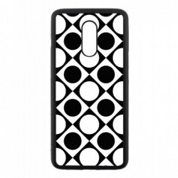 Coque noire pour OnePlus 7 motif géométrique pattern noir et blanc - ronds et carrés