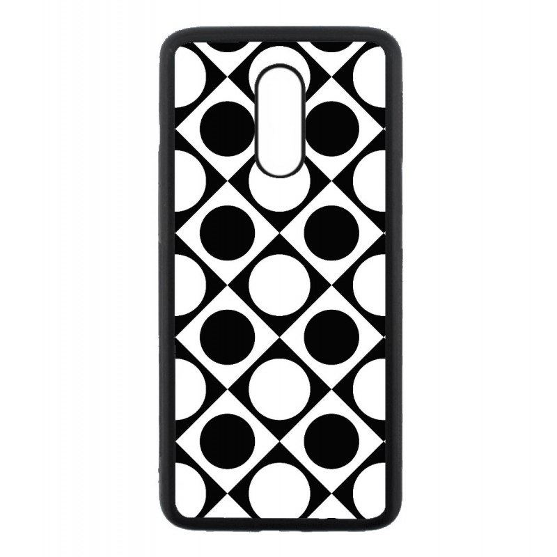 Coque noire pour OnePlus 7 motif géométrique pattern noir et blanc - ronds et carrés
