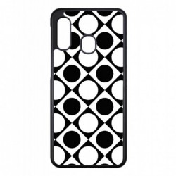 Coque noire pour Samsung Galaxy A10 motif géométrique pattern noir et blanc - ronds et carrés