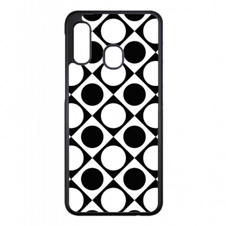 Coque noire pour Samsung Galaxy A20s motif géométrique pattern noir et blanc - ronds et carrés