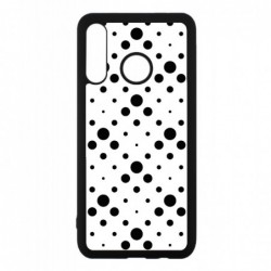 Coque noire pour Huawei P8 Lite motif géométrique pattern noir et blanc - ronds noirs sur fond blanc