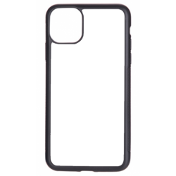 Coque pour Iphone 11 PRO MAX motif géométrique pattern noir et blanc - ronds noirs sur fond blanc - contour noir