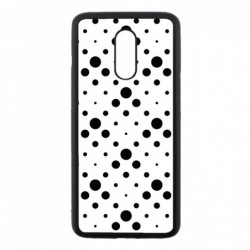 Coque noire pour OnePlus 7 motif géométrique pattern noir et blanc - ronds noirs sur fond blanc