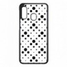 Coque noire pour Samsung GRAND 2 G7106 motif géométrique pattern noir et blanc - ronds noirs sur fond blanc