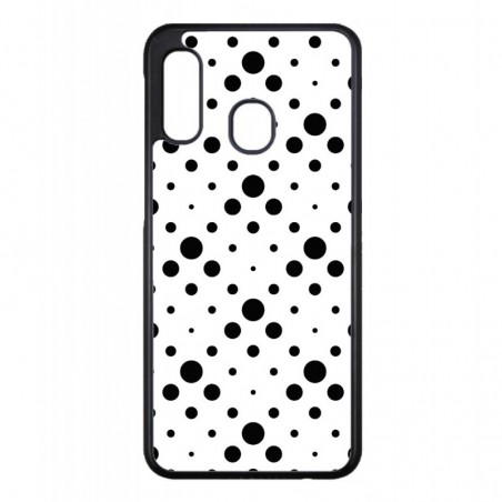 Coque noire pour Samsung Ace 3 i7272 motif géométrique pattern noir et blanc - ronds noirs sur fond blanc