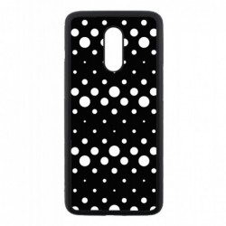 Coque noire pour OnePlus 7 motif géométrique pattern noir et blanc - ronds blancs