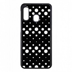 Coque noire pour Samsung Note 4 motif géométrique pattern noir et blanc - ronds blancs
