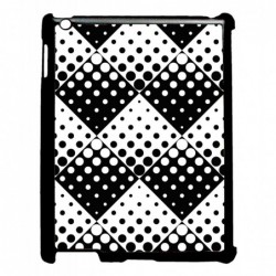 Coque noire pour IPAD 2 3 et 4 motif géométrique pattern noir et blanc - ronds carrés noirs blancs