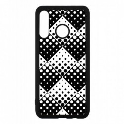 Coque noire pour Huawei P8 Lite motif géométrique pattern noir et blanc - ronds carrés noirs blancs