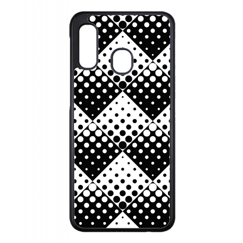Coque noire pour Samsung J510 motif géométrique pattern noir et blanc - ronds carrés noirs blancs