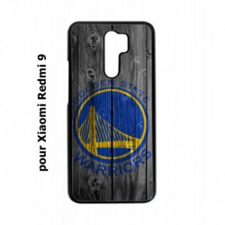 Coque noire pour Xiaomi Redmi 9 Stephen Curry emblème Golden State Warriors Basket fond bois