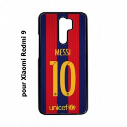 Coque noire pour Xiaomi Redmi 9 maillot 10 Lionel Messi FC Barcelone Foot