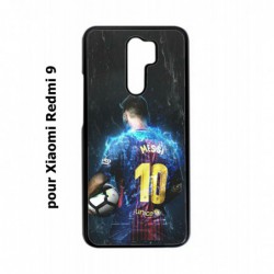 Coque noire pour Xiaomi Redmi 9 Lionel Messi FC Barcelone Foot
