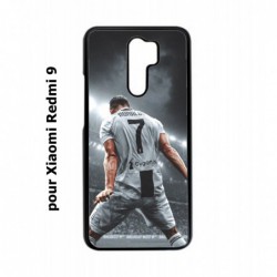 Coque noire pour Xiaomi Redmi 9 Cristiano Ronaldo club foot Turin Football stade