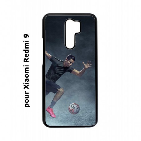 Coque noire pour Xiaomi Redmi 9 Cristiano Ronaldo club foot Turin Football course ballon