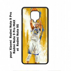 Coque noire pour Xiaomi Redmi Note 9 Pro Stephen Curry Golden State Warriors Shoot Basket