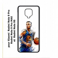 Coque noire pour Xiaomi Redmi Note 9 Pro Stephen Curry Golden State Warriors dribble Basket