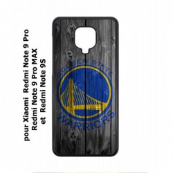 Coque noire pour Xiaomi Redmi Note 9 Pro Stephen Curry emblème Golden State Warriors Basket fond bois