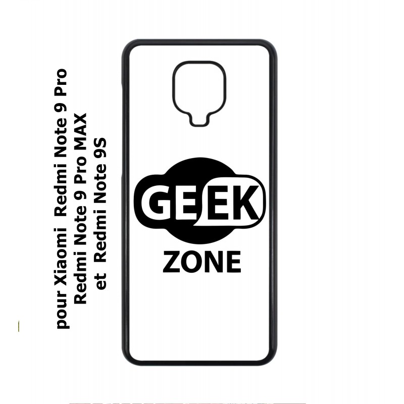 Coque noire pour Xiaomi Redmi Note 9 Pro Max Logo Geek Zone noir & blanc