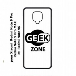 Coque noire pour Xiaomi Redmi Note 9S Logo Geek Zone noir & blanc