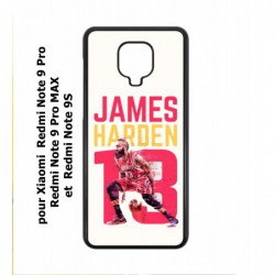 Coque noire pour Xiaomi Redmi Note 9 Pro star Basket James Harden 13 Rockets de Houston