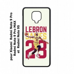 Coque noire pour Xiaomi Redmi Note 9 Pro star Basket Lebron James Cavaliers de Cleveland 23