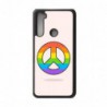 Coque noire pour Xiaomi Redmi Note 9S Peace and Love LGBT - couleur arc en ciel