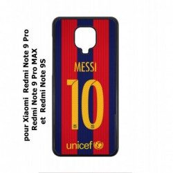 Coque noire pour Xiaomi Redmi Note 9S maillot 10 Lionel Messi FC Barcelone Foot
