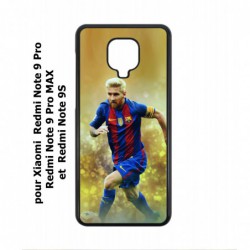 Coque noire pour Xiaomi Redmi Note 9 Pro Lionel Messi FC Barcelone Foot fond jaune