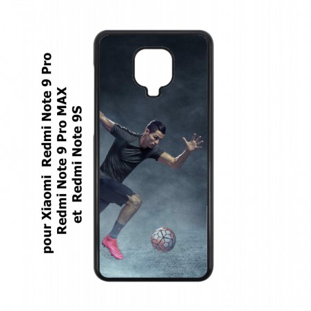 Coque noire pour Xiaomi Redmi Note 9S Cristiano Ronaldo club foot Turin Football course ballon