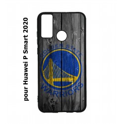 Coque noire pour Huawei P Smart 2020 Stephen Curry emblème Golden State Warriors Basket fond bois