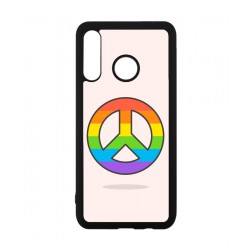 Coque noire pour Huawei P Smart 2020 Peace and Love LGBT - couleur arc en ciel