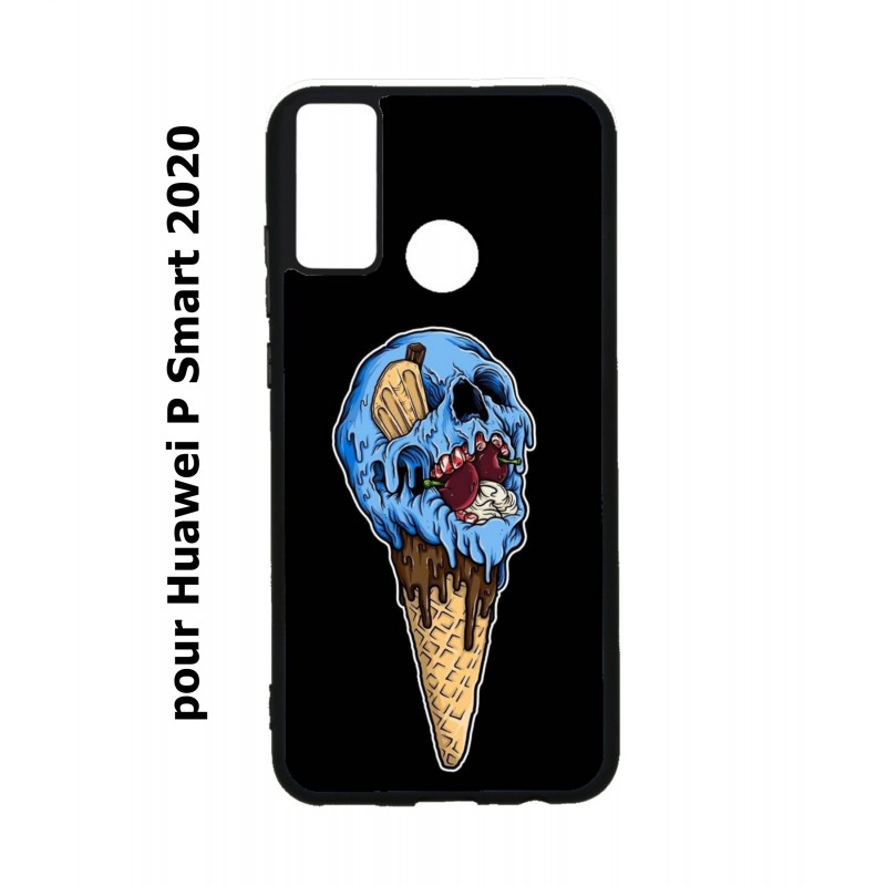 Coque noire pour Huawei P Smart 2020 Ice Skull - Crâne Glace - Cône Crâne - skull art