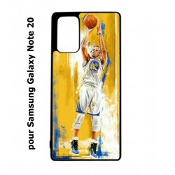 Coque noire pour Samsung Galaxy Note 20 Stephen Curry Golden State Warriors Shoot Basket