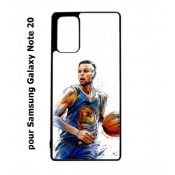 Coque noire pour Samsung Galaxy Note 20 Stephen Curry Golden State Warriors dribble Basket