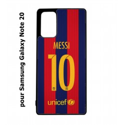Coque noire pour Samsung Galaxy Note 20 maillot 10 Lionel Messi FC Barcelone Foot