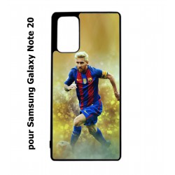 Coque noire pour Samsung Galaxy Note 20 Lionel Messi FC Barcelone Foot fond jaune
