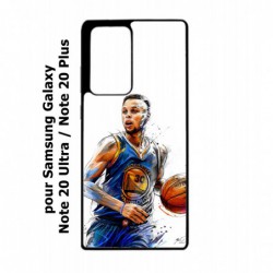 Coque noire pour Samsung Galaxy Note 20 Ultra Stephen Curry Golden State Warriors dribble Basket