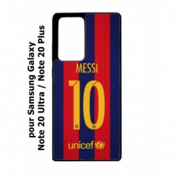Coque noire pour Samsung Galaxy Note 20 Ultra maillot 10 Lionel Messi FC Barcelone Foot